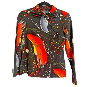 Vintage Womens PSYCHEDELIC Mod Groovy Space Age Handmade Top Shirt  OOAK